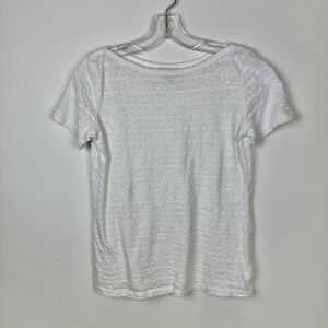 Liz Claiborne White Lace Boatneck Short Sleeve Cotton T-shirt Size S